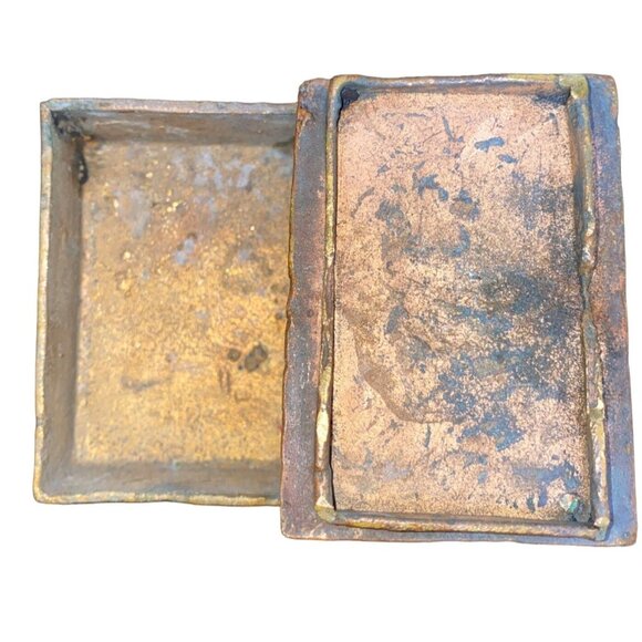 Handmade Bronze African Box-Style Statue With Musicians Cameroonian Art 4" X 2" - Picture 8 of 15